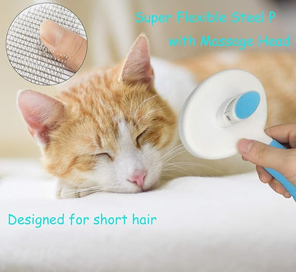 KIRTI Self Cleaning Slicker Brush for Dogs and Cats, Pet Grooming Hair Brush with Pin,Improve Blood Circulation and Massage Blue