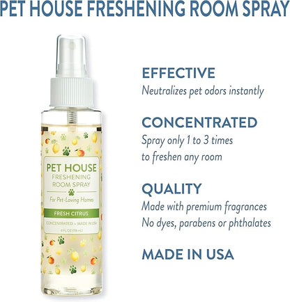 One Fur All Pet House Freshening Room Spray - Fresh Citrus - Concentrated Air Freshener - Non-Toxic & Pet-Friendly Air Freshener - Pet Odor Eliminator Room Spray