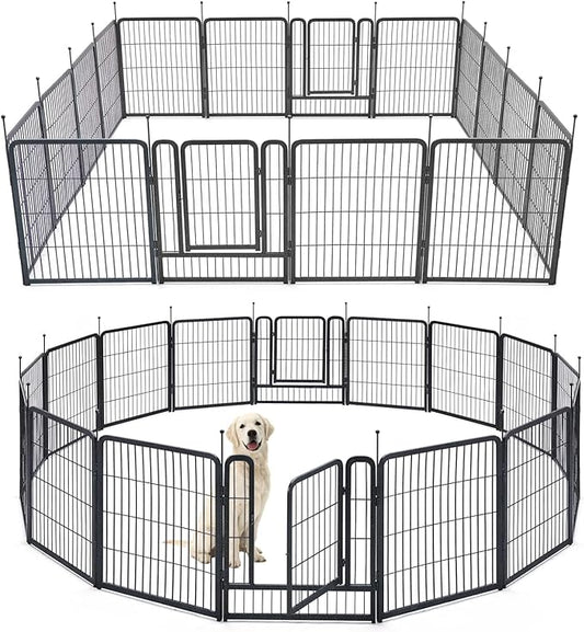 TMEE Dog Playpen, 40" Height 16 Panels Outdoor Dog Fence Pet Play Pen, Puppy Pens for Large/Medium/Small Dogs, Ideal for RV, Camping, Yard, Indoor