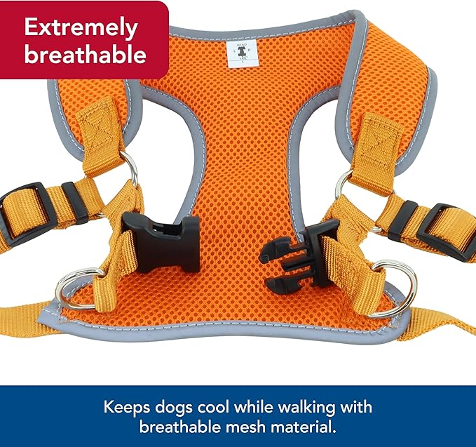 Coastal Pet Comfort Soft Reflective Wrap Adjustable Dog Harness - No-Pull Dog Harness for Small & Large Dogs - Sunset Orange - 5/8" x 19"–23"