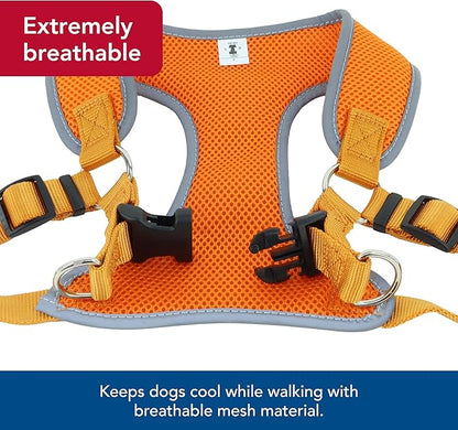 Coastal Pet Comfort Soft Reflective Wrap Adjustable Dog Harness - No-Pull Dog Harness for Small & Large Dogs - Sunset Orange - 5/8" x 19"–23"