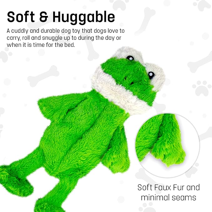 FGA MARKETPLACE Frog-Grey Rabbit Flat NO Stuffing NO Squeak Plush Dog Toy, Funny Style Will Entertain Your Dog for Hours, Recommended for Small and Medium Dog 21 INCH Long