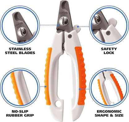 WAHL Pet Nail Clipper for Cutting Dog, Cat, & Animal Claws with Razor Sharp Stainless Steel Blades & Protective Safety Guard Locks for Safe Claw Care – Model 858448