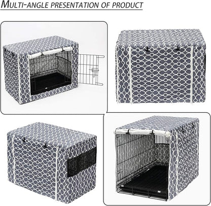 Pethiy Dog Crate Cover Durable Polyester Pet Kennel Cover Universal Fit for Wire Dog Crate - Fits Most 24 inch Dog Crates - Cover only-Gray-24