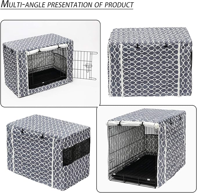 Pethiy Dog Crate Cover Durable Polyester Pet Kennel Cover Universal Fit for Wire Dog Crate - Fits Most 42 inch Dog Crates - Cover only