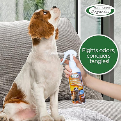 Detangler Spray - Tahitian Sunset Scent - Deodorizing Spray for Dogs and Horses, Leave-In Conditioner, Gently Releases Tangles, Softens Coats, Freshens Scent | Made in the USA | 8oz