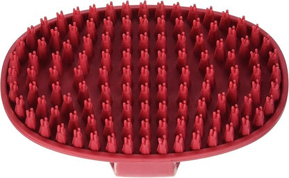 Essentials Rubber Grooming Brush with Loop Handle, Red