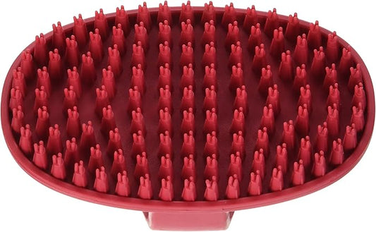 Essentials Rubber Grooming Brush with Loop Handle, Red