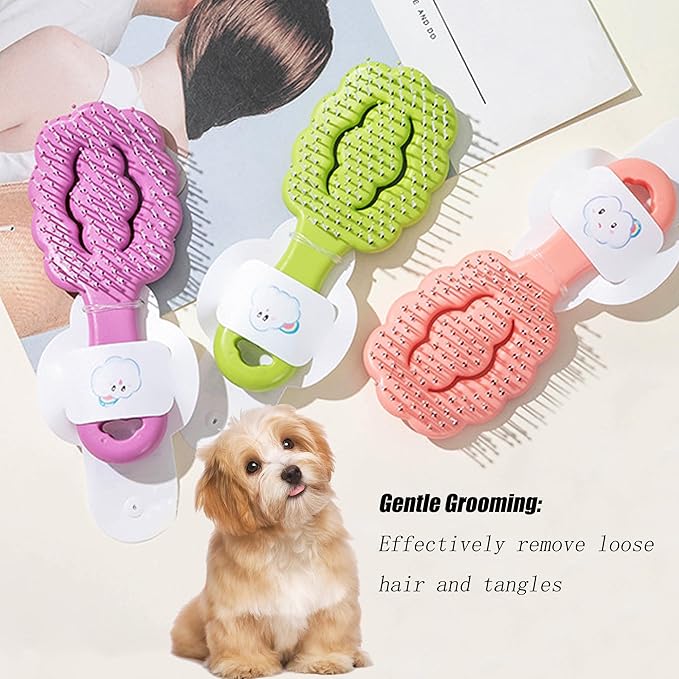 Small Dog Grooming Brush,Cloud Shape Puppy Brush Detangling Dog Hair Brushes for Wet or Dry - Perfect for Shih Tzus, Yorkies, Maltipoos - Ideal Puppy Hair Brushes for Maltese and Small Breeds (Pink)