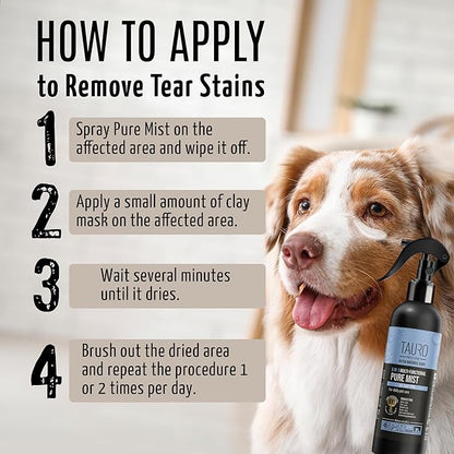 Clear Eyes Solution Set 6in1 Multi-Functional Pure Mist and Stainless Look Clay Mask - Tear Stain Remover, Eye Cleaner - Eye Care Ear Care Grooming Treatment for All Dogs and Cats Eyes