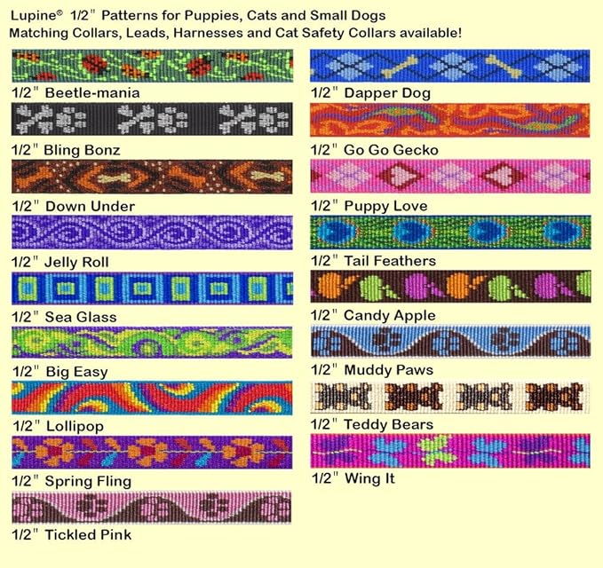 LupinePet Originals 1/2" Tail Feathers 9-14" Adjustable Roman Dog Harness for Extra Small Dogs