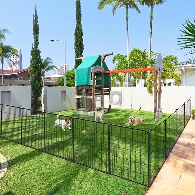 Dog Playpen 40 inch 32 Panels Indoor Outdoor Dog Pen for Large/Medium/Small Dogs Heavy Duty Metal Dog Fence Outdoor for Yard, Puppy Playpen with Door Portable Pet Fence for RV Camping Yard