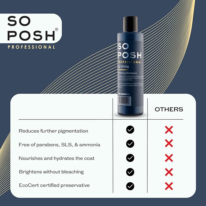 So White Dog Shampoo - with Coconut Oil, Brightens White Coats, Moisturizing & Nourishing, Sulfate, Ammonia & Paraben Free. 8.4 Oz