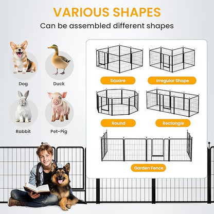 Dog Playpen 32 Inch 8 Panels, Ideal Dog Fence for Small/Medium Dogs Indoor & Outdoor Bliss, Perfect Dog Pen for Camping, Yard, RV, Garden Fence, Black