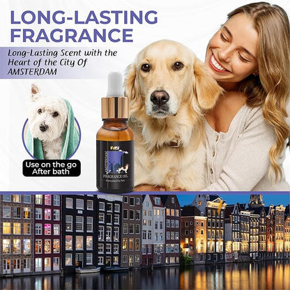 Petex Premium Pet Fragrance Oil | Ultra Premium Natural Pet Care with Dead Sea Minerals | Dog Perfume Fragrance Oil Long Lasting Scent | Natural Pet Cologne - Suitable for Dogs and Cats (Amsterdam)