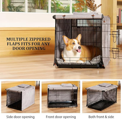 600D Dog Crate Cover, Waterproof Pet Kennel Cover with Storage Bag, Dog Cage Cover Fit for 36 Inch Wire Crate, 36 Inches, Gray (Cover Only)