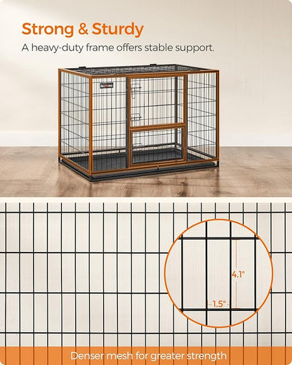 Feandrea Heavy-Duty Dog Crate, Metal Dog Kennel and Cage with Removable Tray, XL for Medium and Large Dogs, 42.1 x 27.6 x 29.5 Inches, Black UPPD001B01