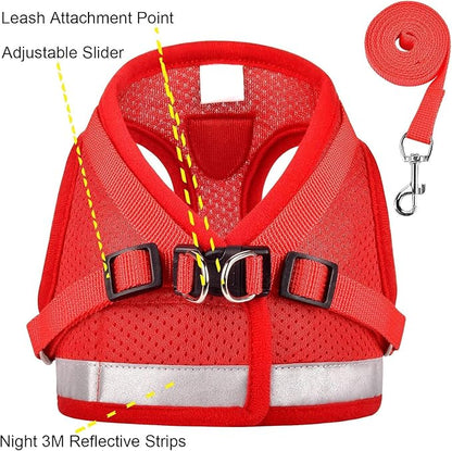 Cat Harnesses for Small Dogs - Cat Harnesses and Leashes for Walking, Adjustable Reflective Step in Dog Harness for Small Dog and Cat (Red, M (13.7” – 15.7”))