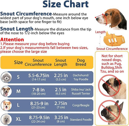 LUCKYPAW Dog Muzzle Soft Muzzle for Small Medium Dog Poodle Dachshund Breathable Silicone Cage Muzzle for Biting Chewing Funny Rhino Muzzle with Adjustable Strap (Yellow, L-(Snout Cir:8.25-9in)