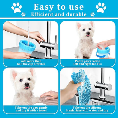 Qianruida Dog Paw Cleaner Cup, Soft Silicone, Portable, Easy to Clean, Removes Mud and Dirt, Grooming Accessory for Home, Travel – Blue, M