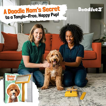 Slicker Brush for Dogs - Doodle Brush - Goldendoodles Labradoodles Bernedoodles - Goldendoodle Must Haves - Poodle Comb and Cases Included - Medium - Yellow