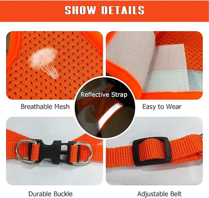FEimaX Dog Harness and Leash Set for Walking, Soft Mesh Adjustable Easy Control Lightweight Cat Vest Harnesses with Reflective Strips, Escape Proof Small Dogs Cats Vests