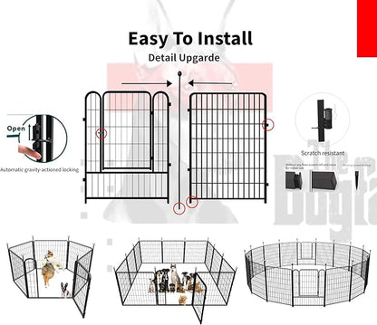 Dog Fence Outdoor for Yard 36'' High, Portable Dog Playpen with Rustproof and Sturdy Stakes for Medium/Large Dogs, 3ft Dog Play Pen for RV Camping(8 Panels)