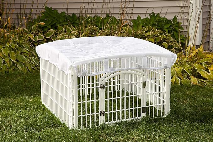 IRIS USA Dog Playpen Mesh Top, 46" x 46" Top Cover for IRIS USA 4-Panel Pet Playpen with Metal Lock (CI-604), Washable, Durable, Nylon Mesh Material, Playpen Not Included, White