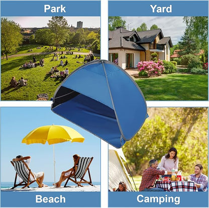 Pop Up Beach Sun Tent, 1 Pack Mini Beach Sun Shade Face Head Shade Protection Tent for Outdoor Picnic Beach Camping, Blue, L