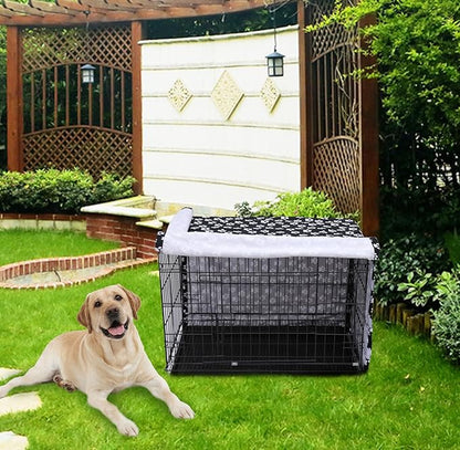 Dog Crate Cover for Wire Crates, Fits Most 42" inch Dog Crates. Easy to Put On, Take Off, and Adjust - Cover only - Black -42 Inch