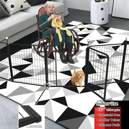 Portable Dog Crates & Playpen, 32'' Metal Pet Pen for Small/Medium Dogs, Indoor/Outdoor, Easy-Carry Straps, Rustproof, One Door