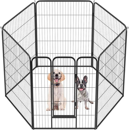 FDW Dog Playpen Dog Pen Dog Kennel 6 Panels 40 Inch Height Indoor Outdoor Folding Metal Portable Puppy Exercise Pen Heavy Duty Dog Fence for Yard Camping,Black