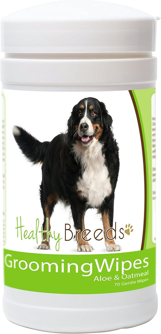 Healthy Breeds Bernese Mountain Dog Grooming Wipes 70 Count,White