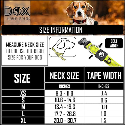DDOXX Reflective Nylon Dog Collar - Strong and Adjustable Collars Dogs - S (Yellow)