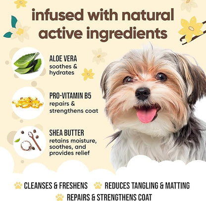Vanilla & Shea Butter Dog Shampoo by Buddycare | Moisturising Shampoo for Dogs | Vanilla & Shea Butter Scented | with Aloe Vera and Pro Vitamin B5 (16.90oz)
