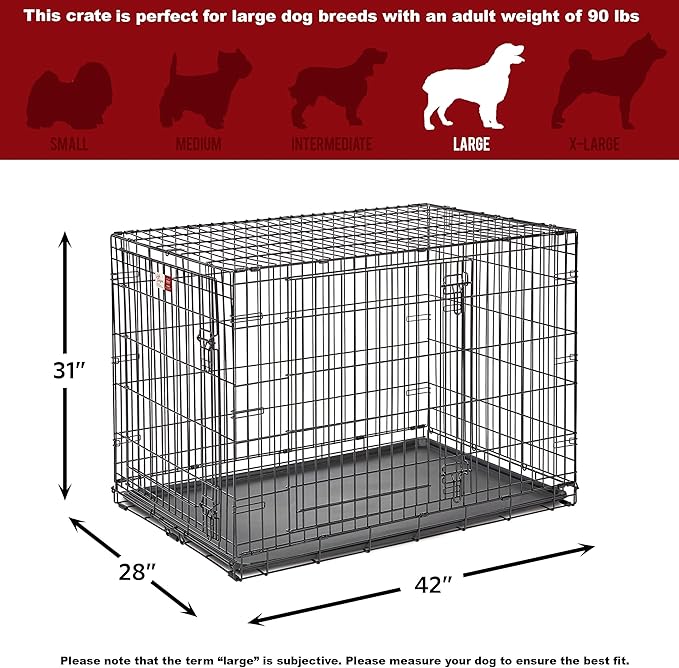 MidWest Homes for Pets Life Stages LS-1642DD Double Door Folding Crate for Large Dogs(71 - 90lbs)