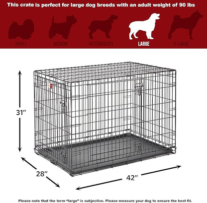 MidWest Homes for Pets Life Stages LS-1642DD Double Door Folding Crate for Large Dogs(71 - 90lbs)