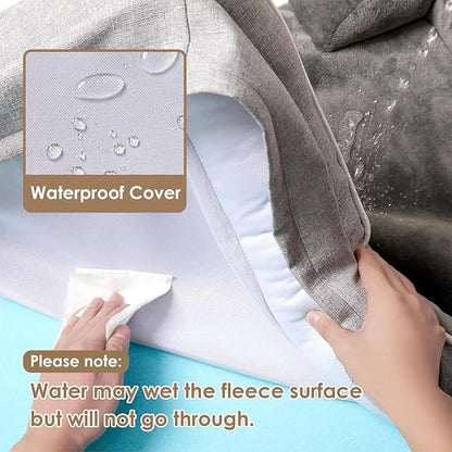EHEYCIGA Orthopedic XL Dog Beds, Waterproof Memory Foam Dog Bed for Extra Large Dogs, Non-Slip Bottom and Egg-Crate Foam Big Dog Couch Bed with Washable Removable Cover, Grey
