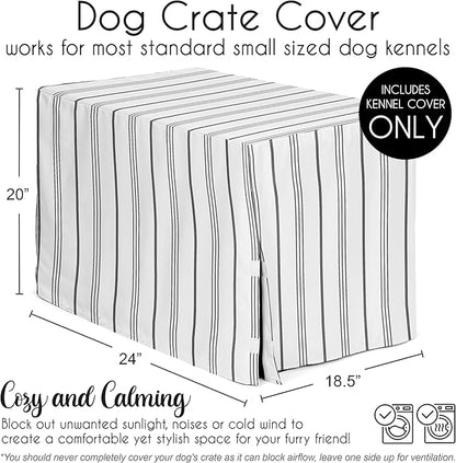 Sweet Jojo Designs 24in. Small Dog Crate Cover (White and Grey Stripe) Pet Cage, Kennel Covers (Modern, Neutral, Contemporary, Striped, Elegant, Pinstriped, Minimalist, Gray Stripes)