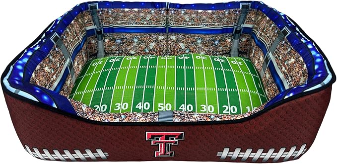 NCAA Texas Tech Red Raiders Stadium Dog Bed, Pet Pillow Bed for Dogs, Sporty Football Dog Bed and Lounge Cushion