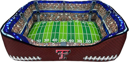 NCAA Texas Tech Red Raiders Stadium Dog Bed, Pet Pillow Bed for Dogs, Sporty Football Dog Bed and Lounge Cushion
