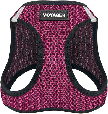 Voyager Step-in Air Dog Harness - All Weather Mesh, Reflective, No Pull Harness for Small, Medium Dogs, Cats - Secure with Hook & Loop Fastener, Buckle, Double D-Rings - Fuchsia 2-Tone, S