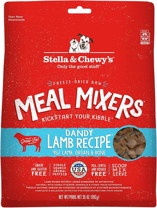 Stella & Chewy's Freeze Dried Raw Dandy Lamb Meal Mixer – Dog Food Topper for Small & Large Breeds – Grain Free, Protein Rich Recipe – 35 oz Bag