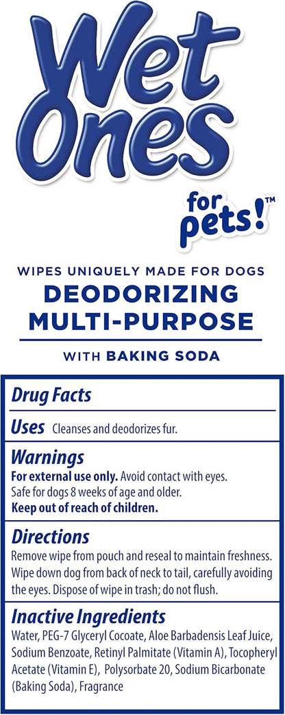 Wet Ones for Pets Deodorizing Multi-Purpose Dog Wipes with Baking Soda, 100 ct- 3 Pack | Dog Deodorizing Wipes for All Dogs in Tropical Splash Scent, Wet Ones Wipes for Deodorizing Dogs (FF12849PCS3)