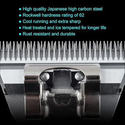 Detachable Blade - Size 10W Wide Blade 3/32", Made of Extra Durable Japanese Steel, Compatible with Most Andis, Oster, Wahl A5 Clippers