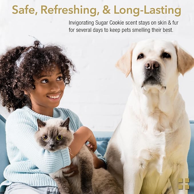 Pet Deodorizing Body Spray - Sweet Sugar Cookie Scent - Mild Long-Lasting Dog Body Spray and Cat Cologne - Formulated for Smelly Dogs and Cats - 8 Fluid Ounces