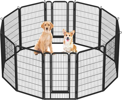 Yaheetech Dog Playpen Outdoor, 47 inch 12 Panels Dog Pen Indoor Heavy Duty Puppy Exercise Pen Metal Pet Fence for RV Camping/Yard/Garden