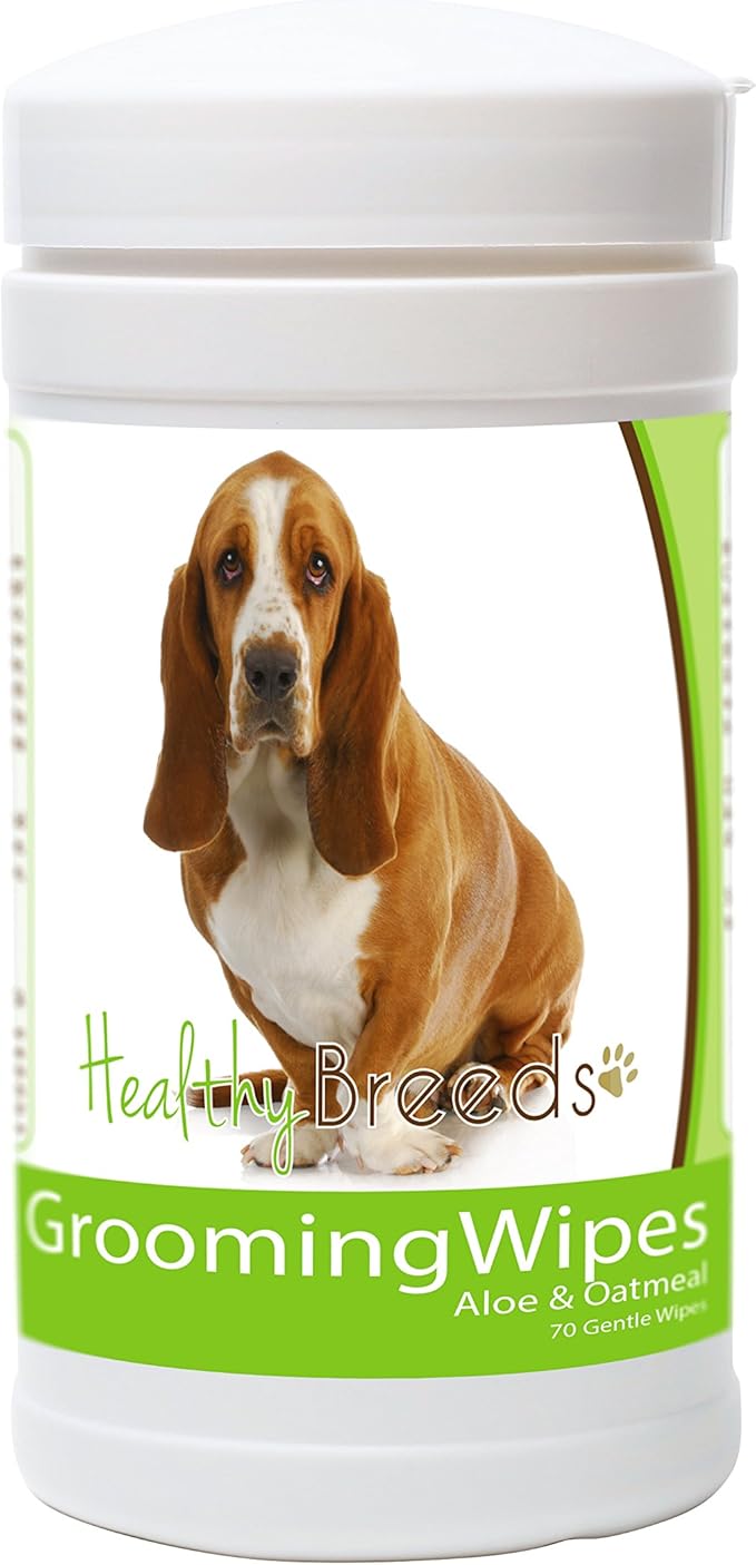 Healthy Breeds Basset Hound Grooming Wipes 70 Count,White