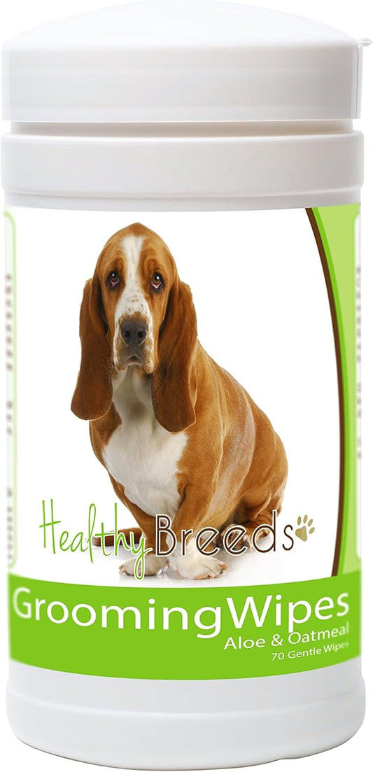 Healthy Breeds Basset Hound Grooming Wipes 70 Count,White