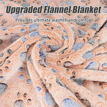 Dog Blankets for Dogs, 3 Pack Large Blanket Medium Dog Cat Soft Fuzzy Blankets Washable,Comfort Flannel,Fuzzy Soft Blankets for Dogs,Pet Blanket,Reversible Cow Print,41 x 31 inch，Blue